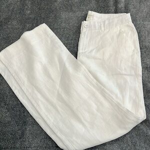 Garnet Hill Classic 100% Linen Trousers.New never worn w/ extra buttons size 2.